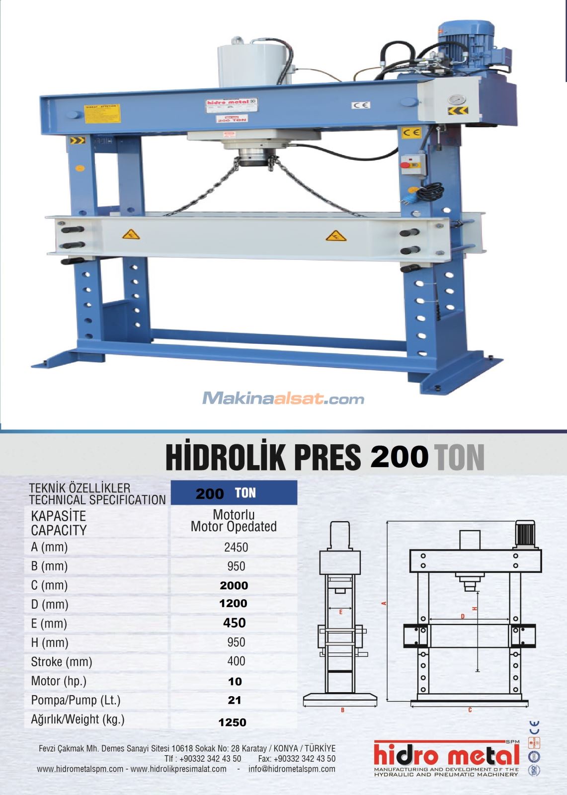 200 TON HİDROLİK PRES