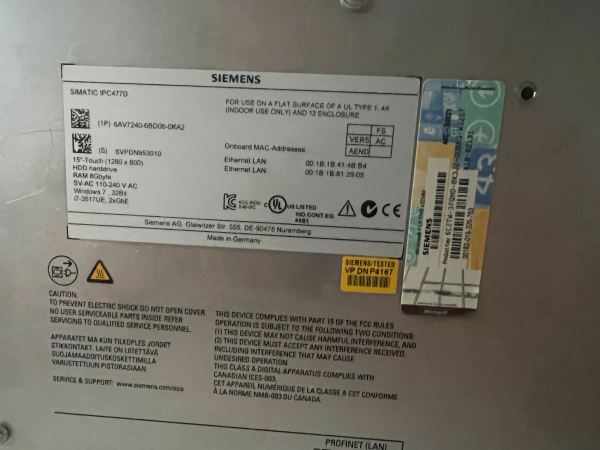 SIEMENS SIMATIC IPC477D 15