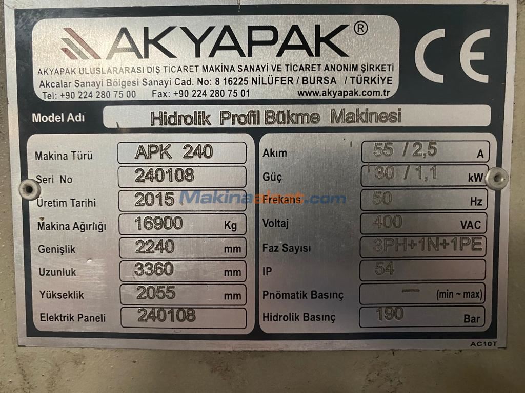 APK 240 PROFİL VE BORU BÜKME