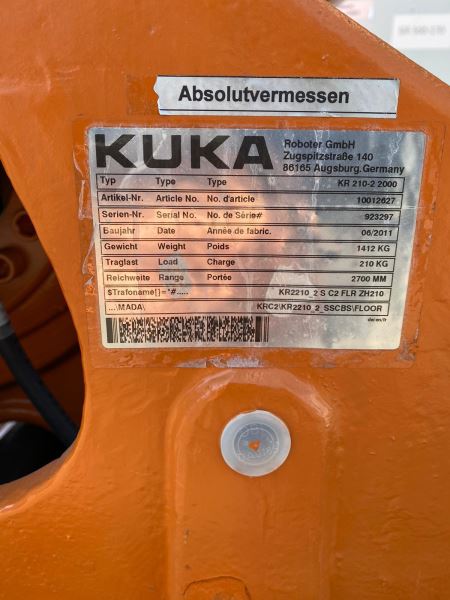 KUKA KRC2 KR 210-2-2000 2011 MODEL ROBOT